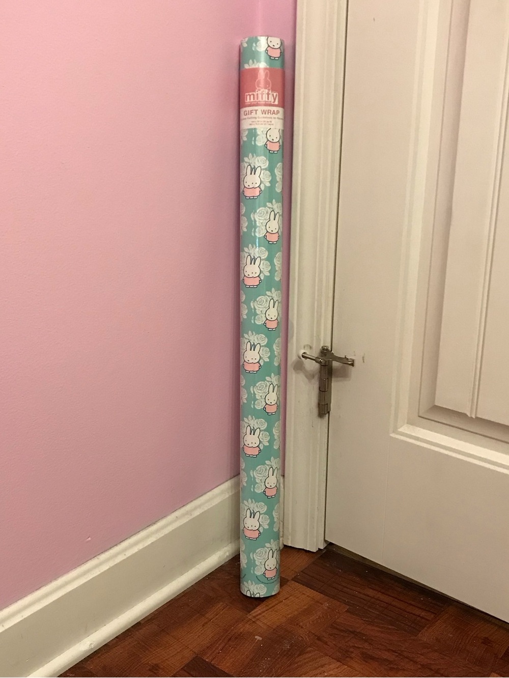 Miffy gift wrap teal with white roses wrapping paper 30 sq ft